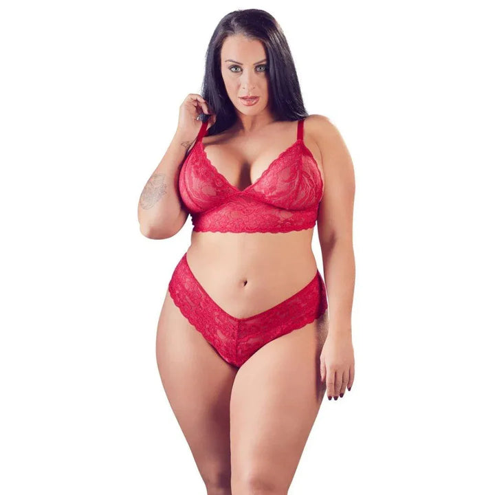 Cottelli - Delicate Red Lace Two-Piece | Cottelli CURVES - SIN&LACE | SIN&LACE
