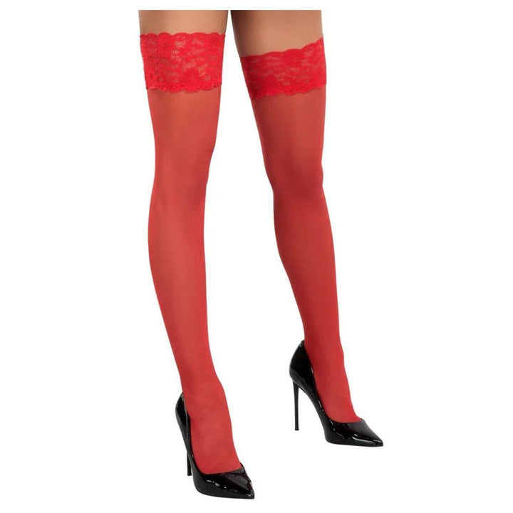 Rode hold-up kousen kant Cottelli Legwear - Cottelli