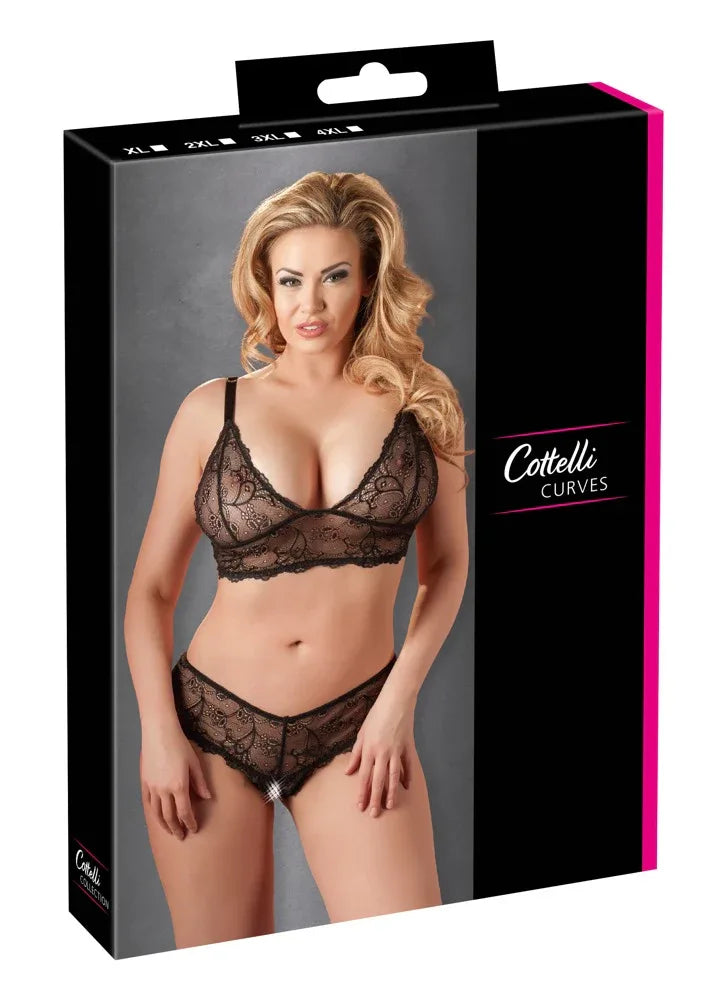 Cottelli - Elegant Black Lace Two-Piece | Cottelli CURVES - SIN&LACE | SIN&LACE