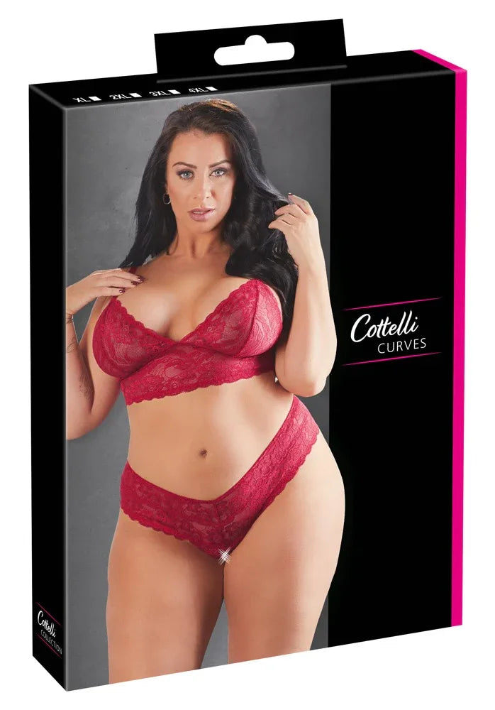 Cottelli - Delicate Red Lace Two-Piece | Cottelli CURVES - SIN&LACE | SIN&LACE