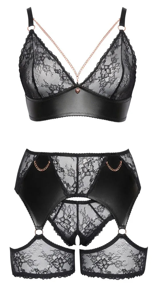 Cottelli - Wet Look & Lace Set | Cottelli CURVES - SIN&LACE | SIN&LACE