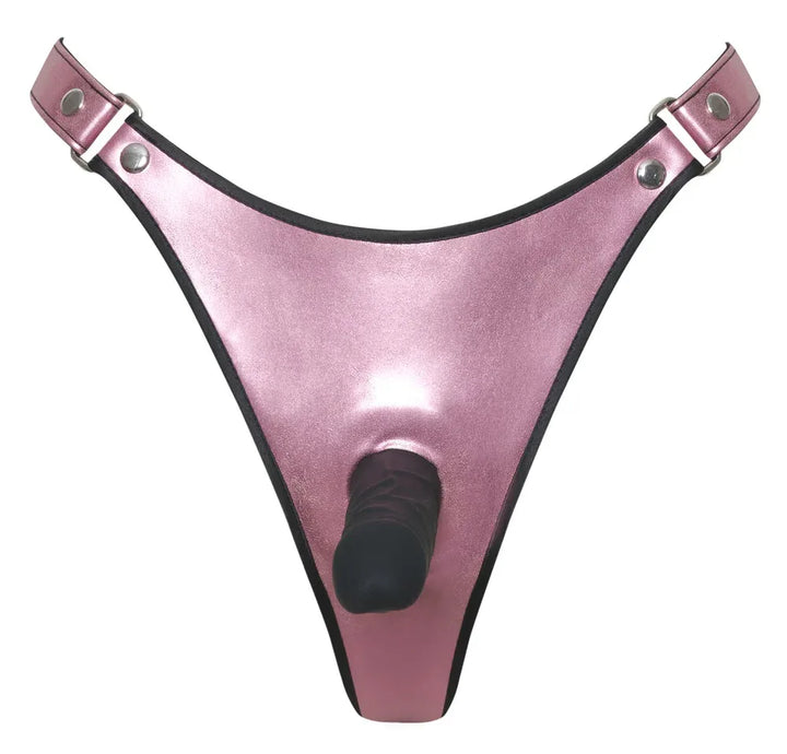 Bad Kitty - Dildo Thong - Pink Metallic - PU Leather | Bad Kitty - SIN&LACE | SIN&LACE