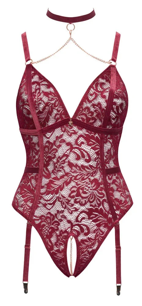 Cottelli - Dark Red Crotchless Body | Cottelli CURVES - SIN&LACE | SIN&LACE