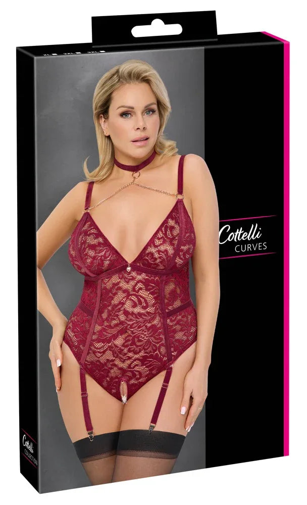 Cottelli - Dark Red Crotchless Body | Cottelli CURVES - SIN&LACE | SIN&LACE