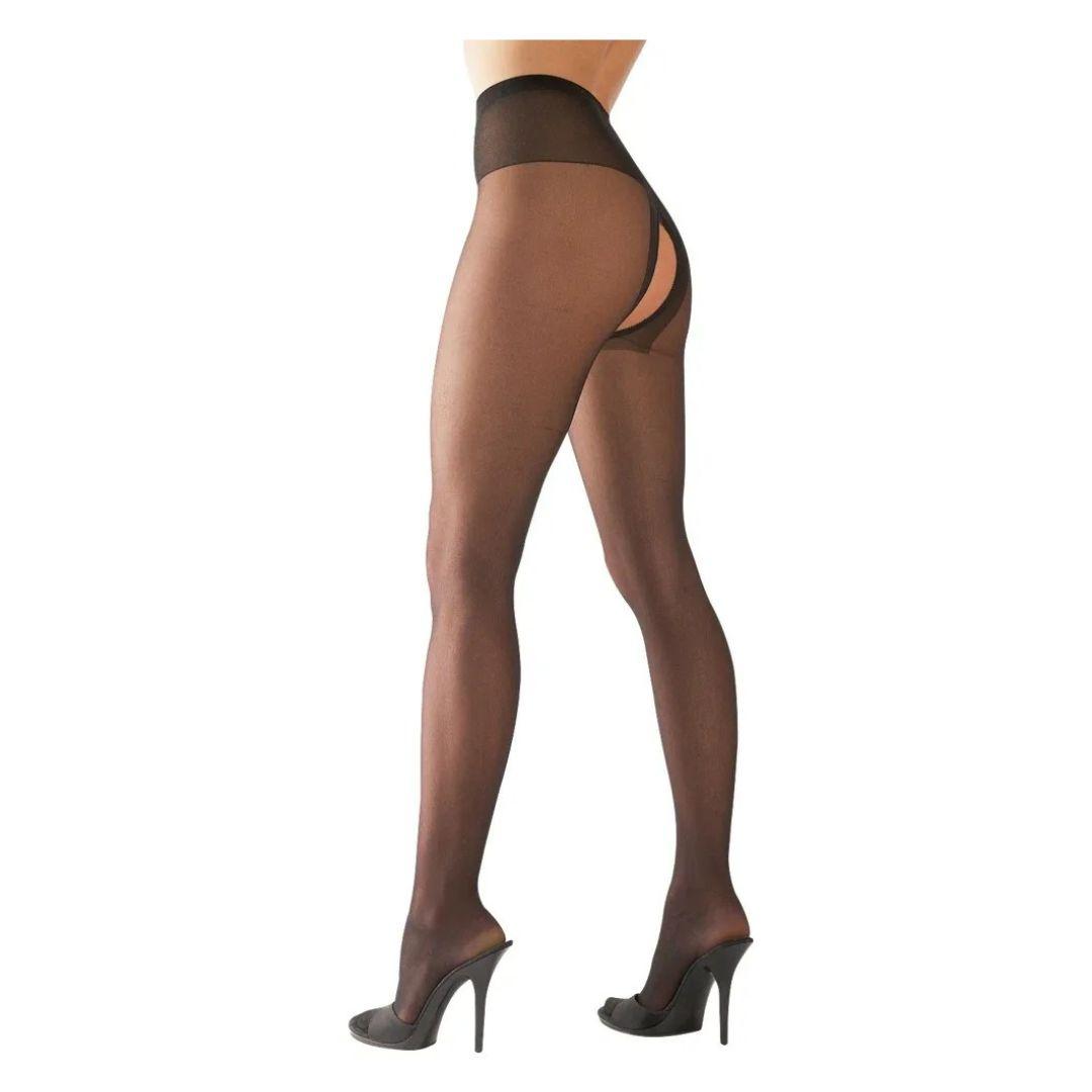 Crotchless panty zwart naadloos