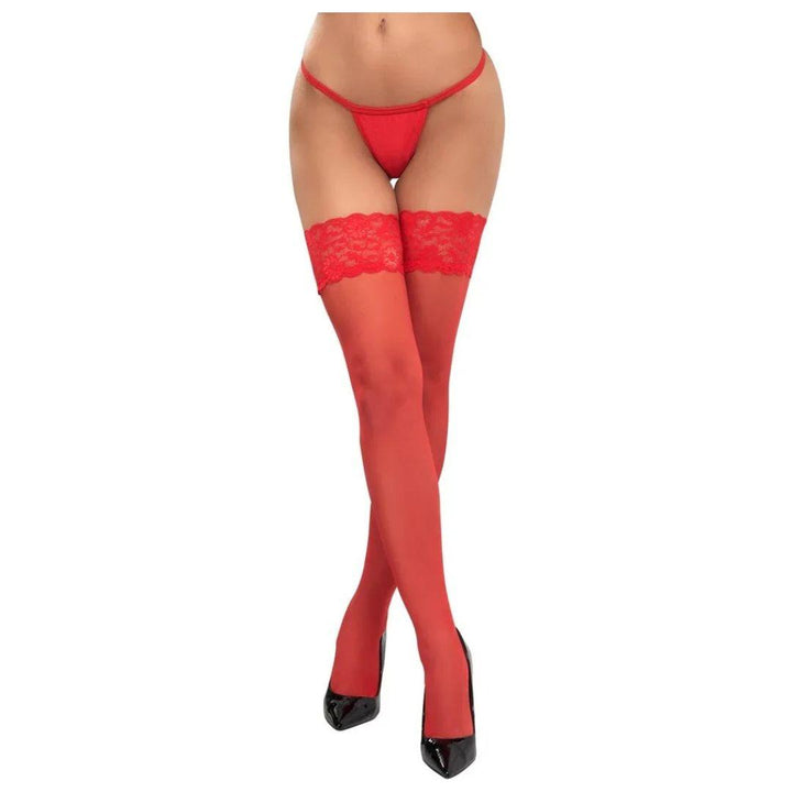 Rode hold-up kousen kant Cottelli Legwear - Cottelli