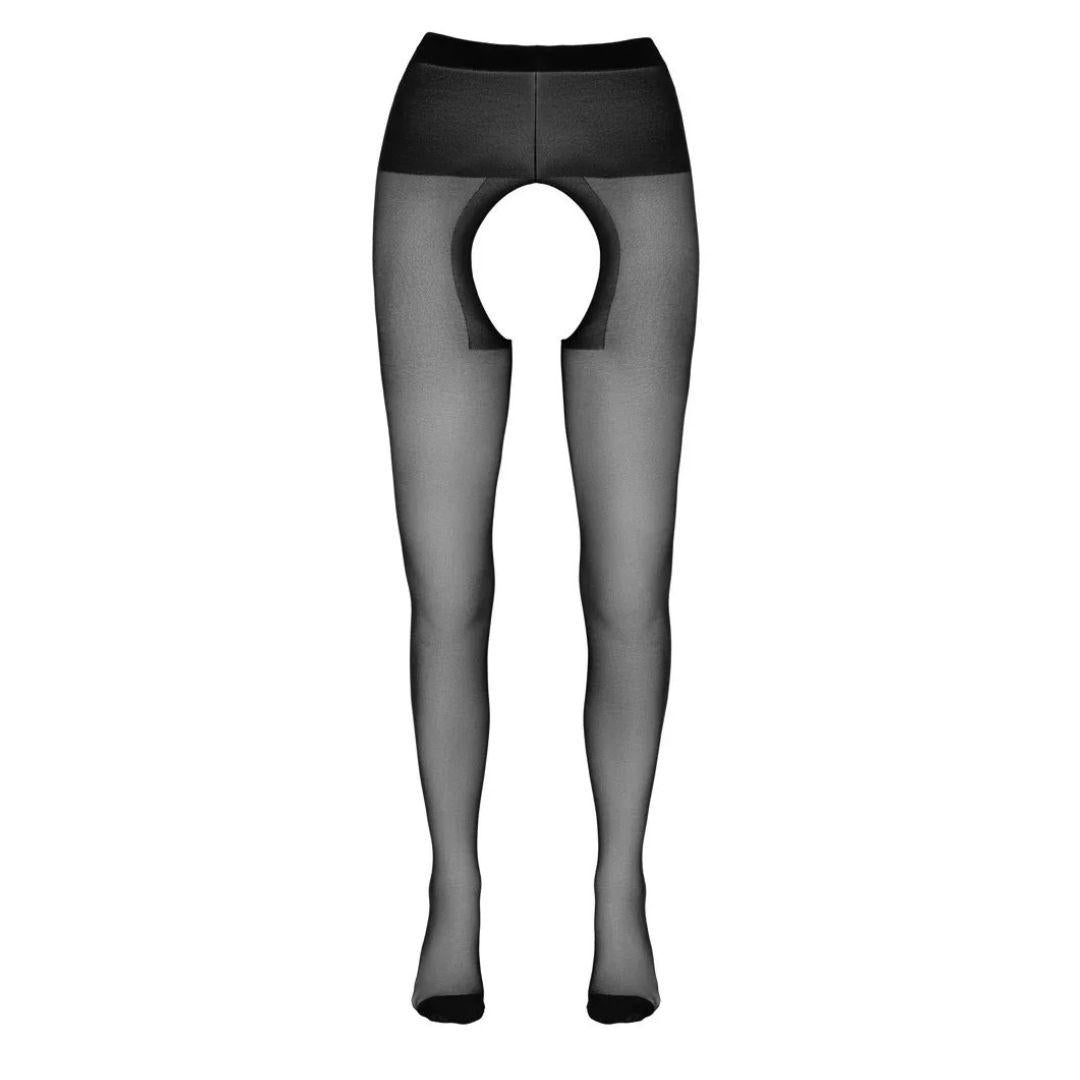 Crotchless panty zwart naadloos