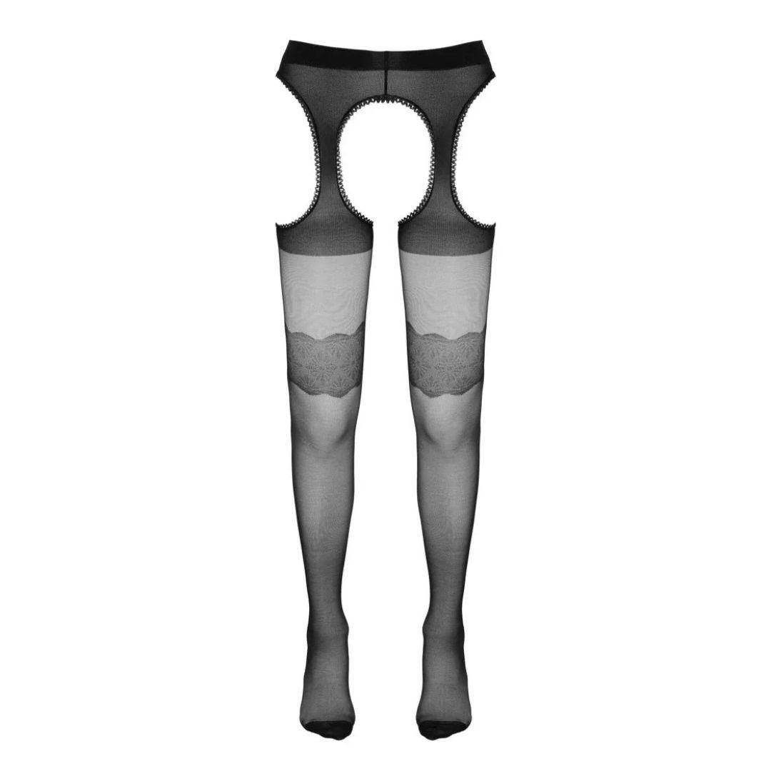 Crotchless jarretelpanty zwart Cottelli Legwear - Cottelli