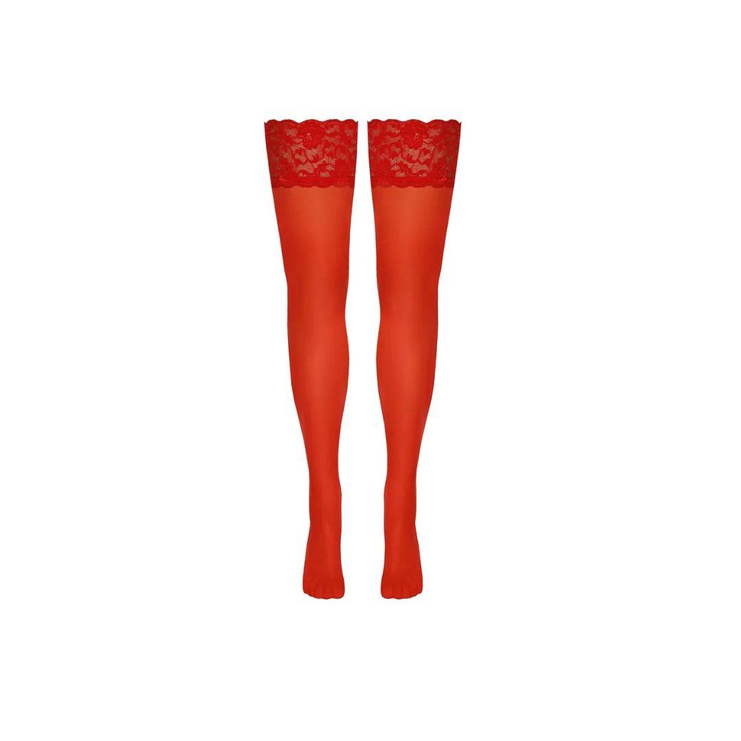 Rode hold-up kousen kant Cottelli Legwear - Cottelli