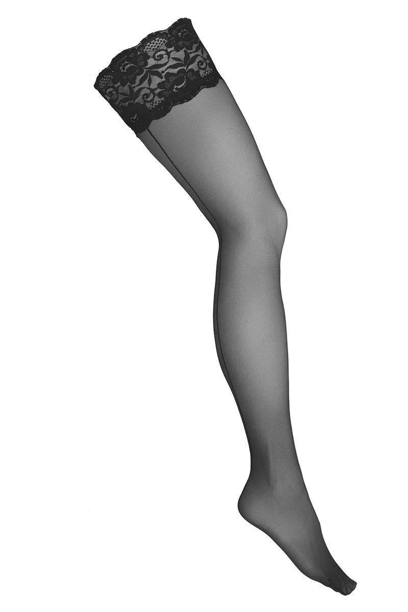Elegante zwarte hold-up kousen met rugnaad